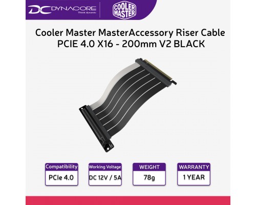 ["FREE DELIVERY"] - Cooler Master MasterAccessory Riser Cable PCIE 4.0 X16 - 200mm V2 - black - 4719512137789