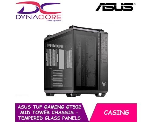 ASUS TUF Gaming GT502 Mid Tower Chassis - tempered glass panels, USB 3.2 Gen 2 Type-C port, Tool-free side panels - ASUSTUFGT502TG