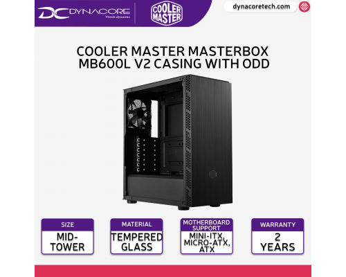 Cooler Master MasterBox MB600L V2 Tempered Glass ATX Mid-Tower Casing with ODD