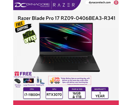 ["FREE 24HRS DELIVERY"] - Razer Blade Pro 17 Pro Gaming Laptop (i7-11800H/RTX 3070/17.3inch QHD 165hz/W10/1Y)  -  RZ09-0406BEA3-R341