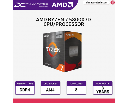 AMD Ryzen 7 5800X3D Cache Eight Core AM4 CPU/Processor AM4, Zen 3, 8 Core, 16 Thread, 3.4GHz, 4.5GHz Turbo, 100MB Cache, PCIe 4.0, 105W  -730143313797