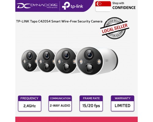 TP-LINK Tapo C420S4 Smart Wire-Free Security Camera System, 4-Camera System - 4895252501919