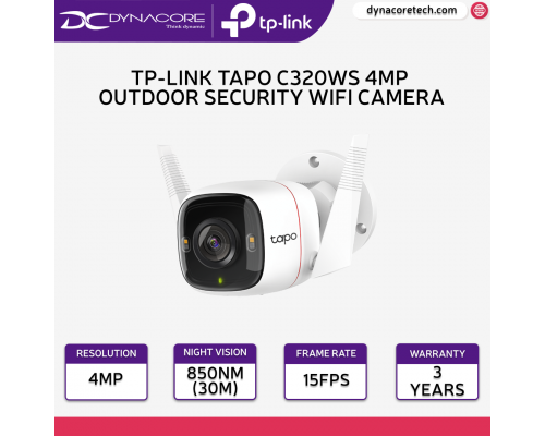 TP-Link TAPO C320WS 4MP Outdoor Security WiFi Camera (2Way Audio/Night View/Motion Detection) -4897098687031