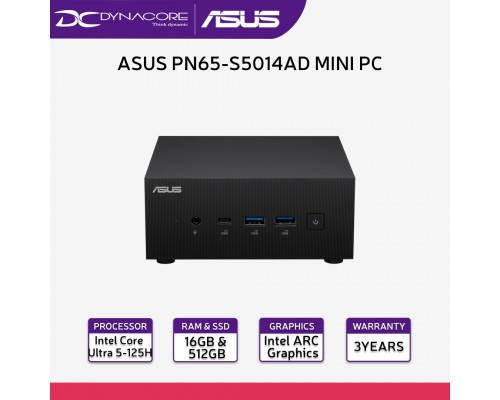 【Pre-Order】 ASUS PN65-S5014AD MINI PC FULL SET (New 14th Gen ULTRA 5 12C/16GBx1 D5/512G/W11-PRO-3YEARS WARRANTY - 4711387524312