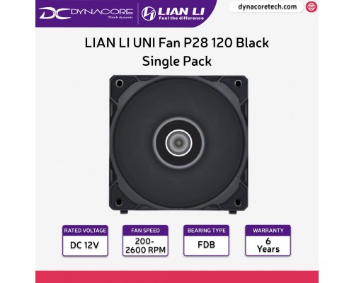 LIAN LI UNI Fan P28 120 Black 1x 12cm Fan Single Pack without Controller - UF-P28120-1B - 4718466013347