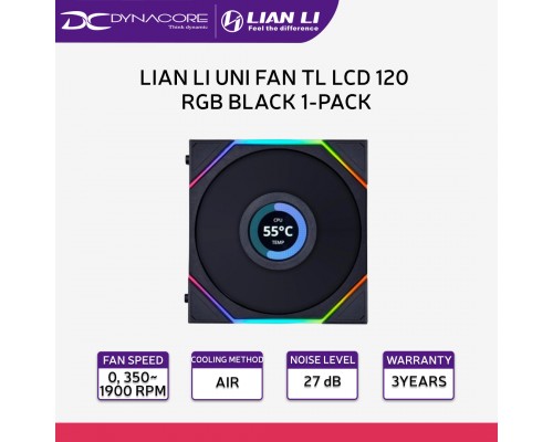 ["FREE DELIVERY"] -  LIAN LI UNI FAN TL LCD 120 RGB BLACK 1-PACK DAISY CHAIN FAN - 4718466014191