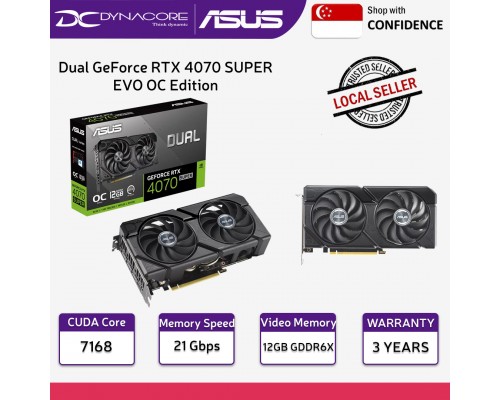 ["FREE DELIVERY"] - ASUS Dual GeForce RTX 4070 SUPER EVO OC Edition 12GB GDDR6X Graphics Card RTX4070 - 4711387475997
