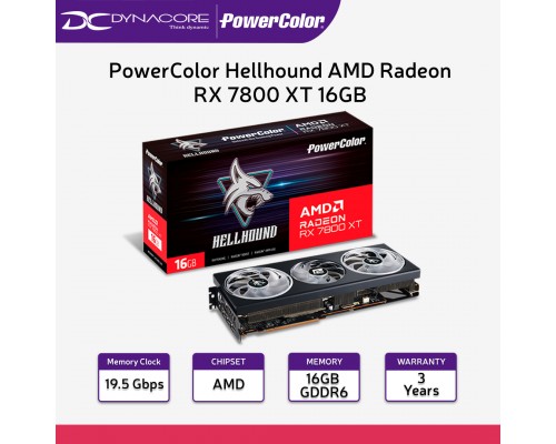 ["FREE DELIVERY"] - PowerColor Hellhound AMD Radeon RX 7800 XT 16GB GDDR6 Graphics Card - 4713436174943