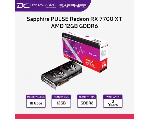 Sapphire PULSE Radeon RX 7700 XT AMD 12GB GDDR6 Graphics Card RX7700 XT / RX 7700XT - 4895106294288