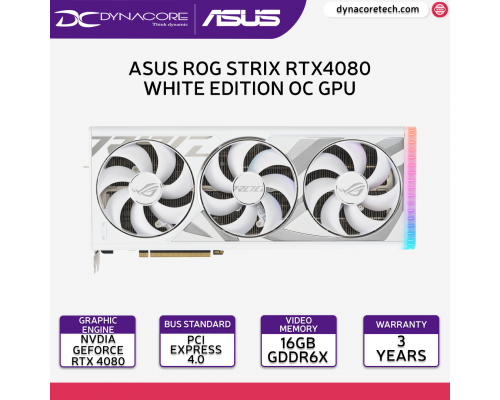 ASUS ROG Strix GeForce RTX 4080 16GB GDDR6X White OC Edition Graphics Card ROG-STRIX-RTX4080-O16G-WHITE