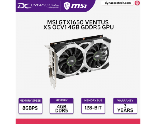 MSI GeForce GTX 1650 VENTUS XS 4G OCV1 4GB GDDR5 Graphics Card - 4719072724375