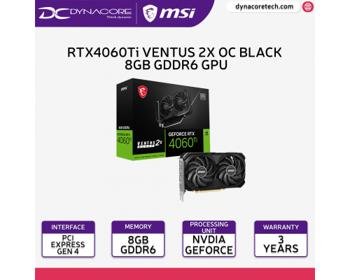 MSI GeForce RTX 4060 Ti VENTUS 2X BLACK 8G OC 8GB GDDR6 Graphics Card- 4711377102582