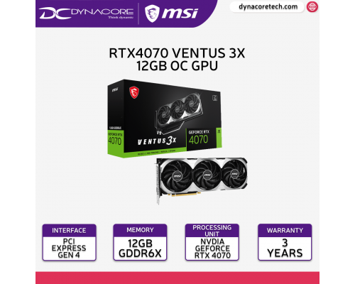 MSI GeForce RTX 4070 VENTUS 3X 12G 12GB GDDR6X Graphics Card