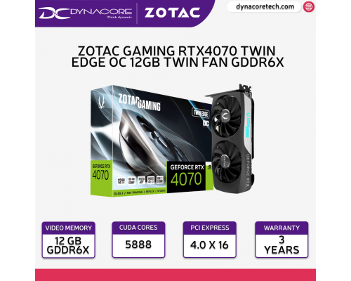 ZOTAC GAMING GeForce RTX 4070 Twin Edge OC 12GB GDDR6X Ray-Tracing Graphics Card - ZT-D40700H-10M