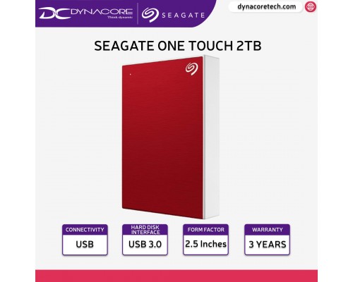SEAGATE ONE TOUCH 2TB RED USB3.0 PORTABLE HDD (3YEARS WARRANTY BY ONLINE) - 3660619041657