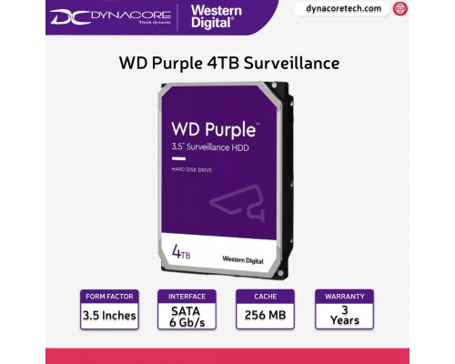 WD Purple 4TB Surveillance Internal Hard Drive HDD - SATA 6 Gb/s, 256 MB Cache, 3.5" - WD42PURZ - WD42PURZ