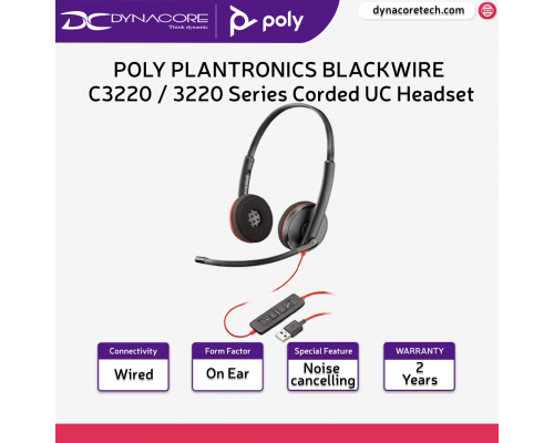 ["FREE DELIVERY"] - POLY PLANTRONICS BLACKWIRE C3220 / 3220 Series Corded UC Headset - BLACKWIRE C3220 - 017229191020