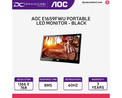 AOC E1659FWU 16-Inch Ultra Slim USB 3.0-Powered Portable LED Monitor - Black - AOCE1659FWU