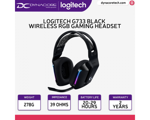 Logitech G733 Lightspeed Wireless RGB Gaming Headset with Lightsync RGB - Black - 981-000867- 097855155603