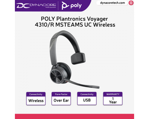 POLY Plantronics Voyager 4310/R MSTEAMS UC Wireless Monaural Over-The-Head Headset - VOYAGER 4310/R - 017229179141