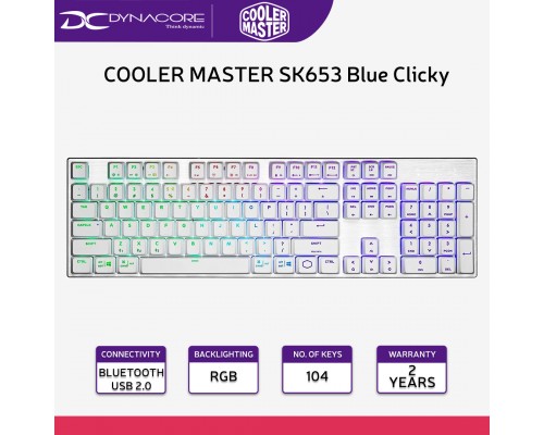 COOLER MASTER SK653 RGB BLUE CLICKY WIRELESS MECHANICAL KB - 4719512110423