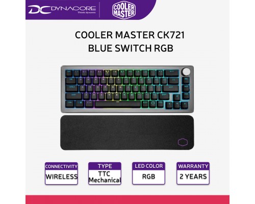 ["FREE DELIVERY"] -  COOLER MASTER CK721 BLUE SWITCH RGB WIRELESS 65% MECHANICAL TKL KEYBOARD - 4719512115596