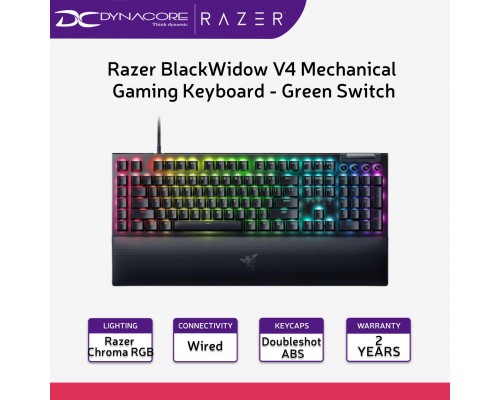 ["FREE DELIVERY"] - Razer BlackWidow V4 Mechanical Gaming Keyboard with Razer Chroma™ RGB - Green Switch - 8887910072356