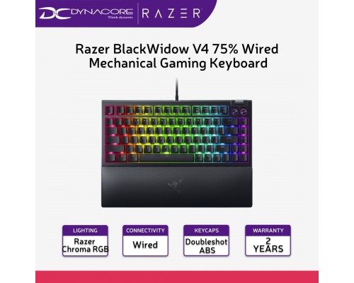 Razer BlackWidow V4 75% Wired Mechanical Gaming Keyboard - BLACK (RZ03-05000100-R3M1) - 8887910072974