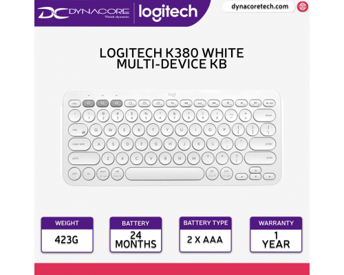 Logitech K380 Multi-Device Bluetooth Keyboard - 920-009580 - Off-White - 097855155719