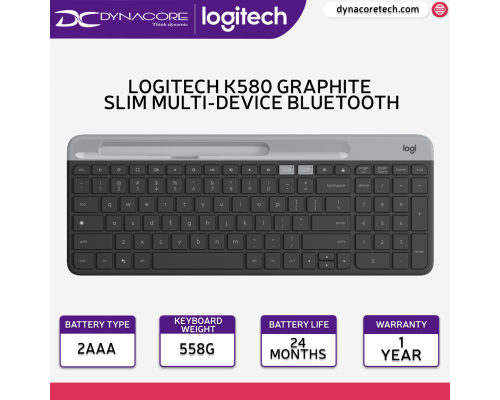 ["FREE DELIVERY"] -Logitech K580 Slim Multi-Device Wireless Keyboard - Graphite  - 097855152220