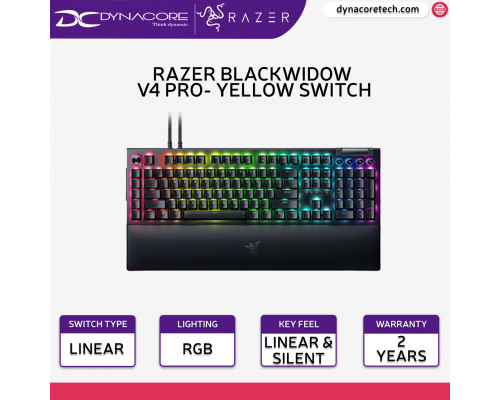 ["FREE DELIVERY"] - Razer BlackWidow V4 Pro RGB Mechanical Gaming Keyboard - Yellow Switches - RZ03-04681800-R3M1-8887910072189