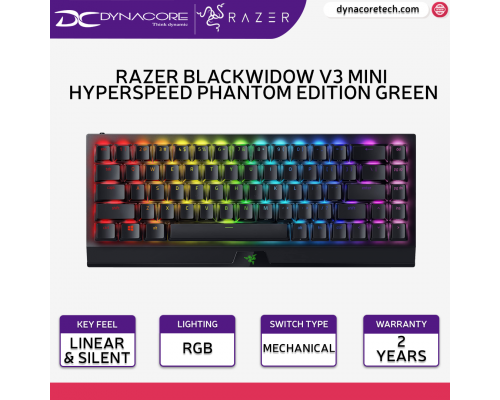 ["FREE DELIVERY"] - Razer BlackWidow V3 Mini HyperSpeed Phantom Edition Wireless 65% Mechanical Gaming Keyboard- Green Switch - RZ03-03892000-R3M1 - 8886419347743