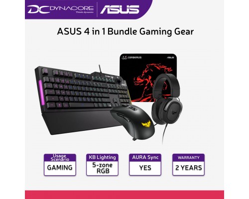 ASUS 4 in 1 Bundle Gaming Gear,TUF Gaming K1 RGB keyboard ,TUF Gaming M3 Mouse ,Cerberus Mini Mat ,TUF Gaming H3 headset - TUFGAMINGBUNDLE