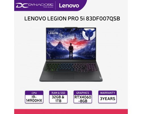 ["FREE 24HRS DELIVERY"] - 【READY STOCK】LENOVO LEGION PRO 5i 83DF007QSB (New 14th Gen Intel Core i9-14900HX/32GB/1TB/RTX4060-8GB/W11/16"240Hz)3YEARS WARRANTY - 83DF007QSB