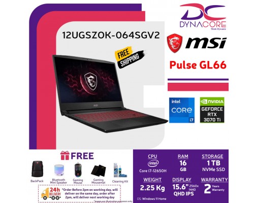 ["FREE 24HRS DELIVERY"] - MSI Pulse GL66 12UGSZOK-064SGV2 9S7-1583A5-1028 (i7-12650H | 16GB DDR5 | 1TB SSD | 3070Ti 8GB | 15.6" QHD 165Hz | WIN 11 HOME) 2YEARS WARRANTY    -9S7-1583A5-1028
