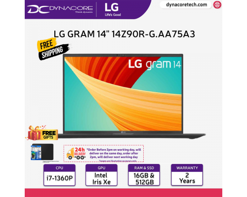 ["FREE 24HRS DELIVERY"] - LG gram 14Z90R-G.AA75A3 (Intel Core i7-1360P / 16GB / 512GB SSD / Windows 11 Home) 14-inch Laptop - Black