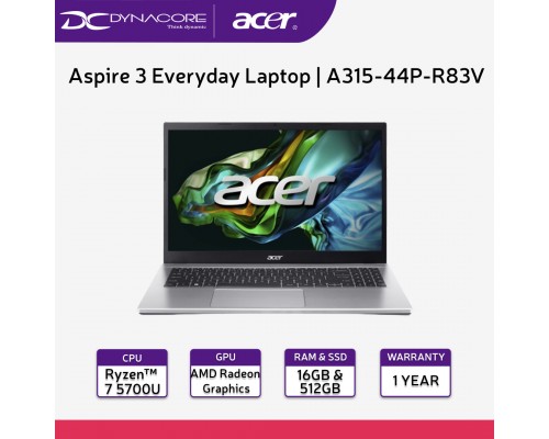 Acer Aspire 3 Everyday Laptop | A315-44P-R83V (Silver) [BRAND NEW-LOCAL SET](RYZEN 7 5700U 8Core/16G/512G/AMD/15.6"FHD/W11H) 1YEAR WARRANTY - NX.KSJSG.005
