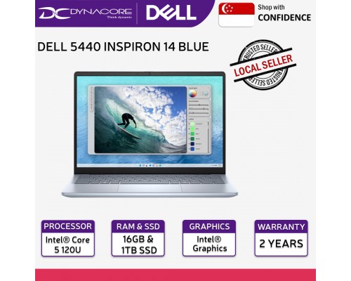 【Ready Stock】DELL 5440 INSPIRON 14 BLUE (CORE 5 10CORE/16GB-8x2/1TB M.2 NVMe SSD /INTEL/14" FHD+/WIN11-HOME) 2YEARS ONSITE WARRANTY BY DELL - 5440-C511SG-BL-W11-2Y