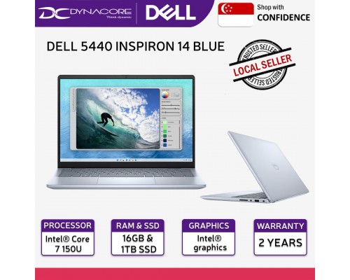 【READY STOCK】 DELL 5440 INSPIRON 14 BLUE (CORE 7 10CORE/16GB-8x2/1TB M.2 NVMe SSD/INTEL/14" FHD+/WIN11-HOME) 2YEARS ONSITE WARRANTY BY DELL - 5440-C711SG-BL-W11-2Y