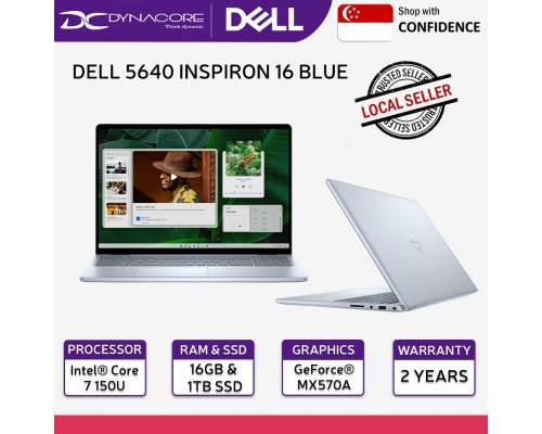 ["FREE 24HRS DELIVERY"] - 【READY STOCK】 DELL 5640 INSPIRON 16 BLUE (Intel® Core™ 7 10CORE/16GB-8Gx2/1TB M.2 NVMe SSD /NVIDIA® GeForce® MX570A-2GB GDDR6/16 FHD+ 250Nits16:10 AG/WIN11-HOME) 2YEARS ONSITE WARRANTY BY DELL - 5640-C7112G-BL-W11-2Y