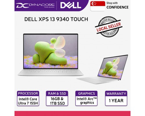 【Pre-Order】 DELL XPS 13 9340 TOUCH (Intel® Core™ Ultra 7 155H 16CORE /16GB LPDDR5x RAM/1TB M.2 NVMe SSD/Intel® Arc™ graphics /13.4" 2.5K-QHD+ TOUCH/WIN11HOME) 1YEAR ONSITE WARRANTY BY DELL - 9340-U711SG-QHD-T-W11-2Y-PT