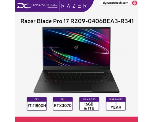 NEW MSI 11th Razer Blade Pro 17 Pro Gaming Laptop (i7-11800H/RTX 3070/17.3inch QHD 165hz/W10/1Y)  -  RZ09-0406BEA3-R341