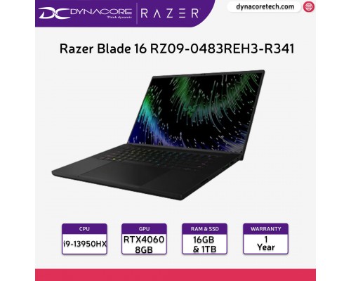 Razer Blade 16 - QHD+ 240 Hz - GeForce RTX 4060 - Black NVIDIA® GeForce RTX™ 40 Series 16” Laptop with 13th Gen Intel® Core™ i9 Processor (24-Core)   -  RZ09-0483REH3-R341