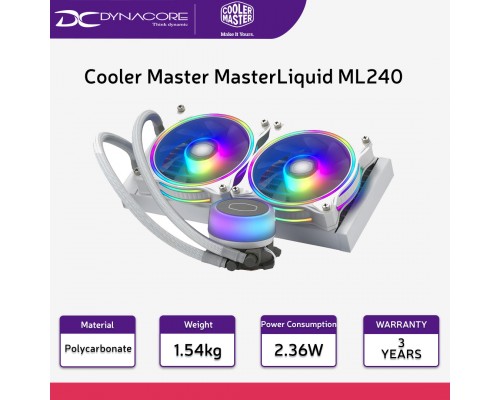 Cooler Master MasterLiquid ML240 Illusion ARGB AIO CPU Liquid Cooler - White  4719512117415