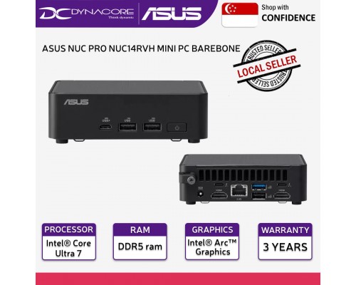 ASUS NUC PRO NUC14RVH MINI PC BAREBONE (RNUC14RVHU700000I),90AR0072-M001L0 (ULTRA 7 14CORE/ DDR5/M.2/HDMI) 3YEARS WARRANTY + 32GB DDR5 Ram + 1TB SSD + Windows 11 Home /Pro (Un) - 4711387491874+32GB+1TB SSD+Win 11 Home /Pro Un