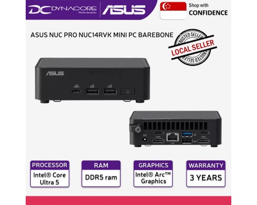 ASUS NUC PRO NUC14RVK MINI PC BAREBONE (RNUC14RVKU500000I), 90AR0062-M00060 (ULTRA 5 12CORE/DDR5/M.2/HDMI) 3YEARS WARRANTY + 32GB DDR5 Ram + 1TB SSD + Windows 11 Home /Pro (Un) - 4711387492284+32GB+1TB SSD+Win 11 Home /Pro Un