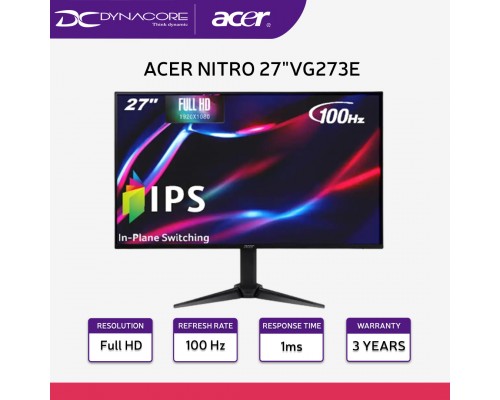 ["FREE DELIVERY"] - ACER NITRO 27"VG273E 100Hz 1MS SPEAKER IPS MONITOR (3YEARS WARRANTY) - ACERVG273E