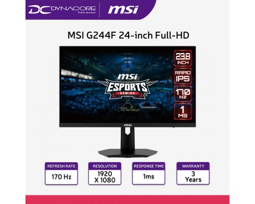 MSI G244F 24-inch Full-HD Gaming Monitor - IPS, 170Hz, 1ms, Grameless - MSIG244F