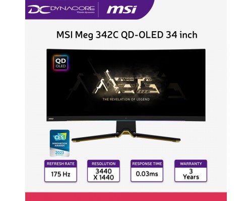 MSI Meg 342C QD-OLED 34 inch QD Oled Curved Gaming Monitor - UWQHD, 175Hz, 0.03ms - MSIMEG342C