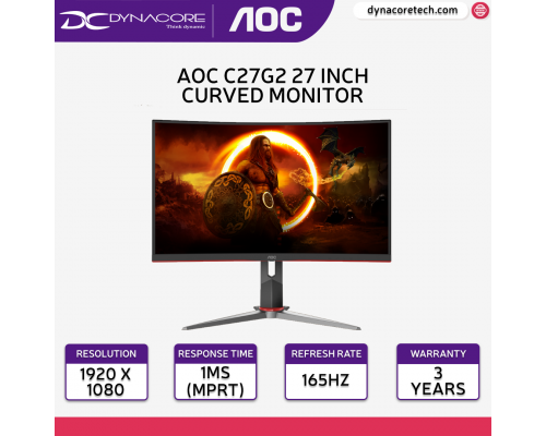 AOC C27G2 27 inch VA, Curved, FreeSync Premium, 1ms, 165Hz Monitor  - AOCC27G2
